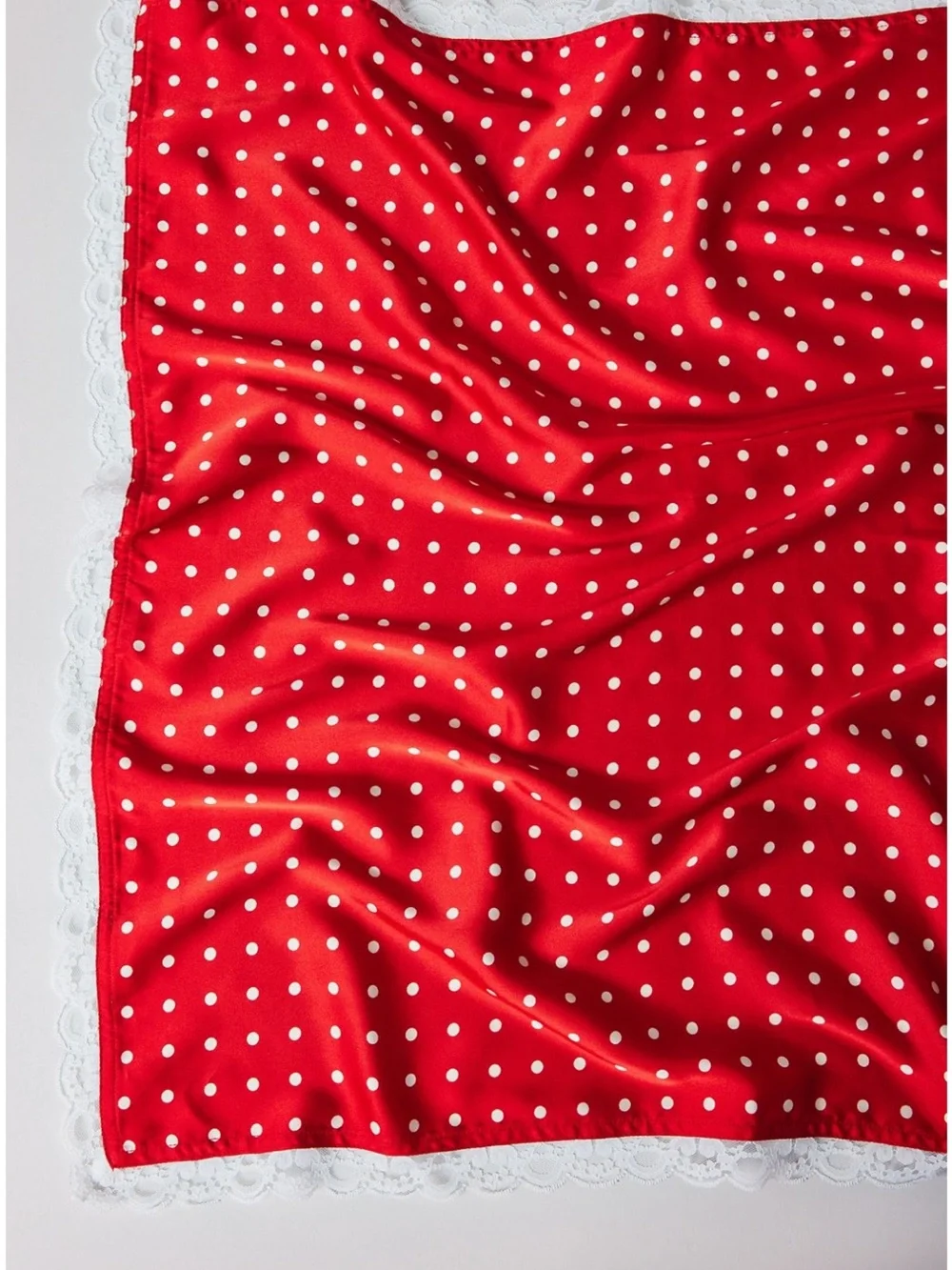 For Love & Lemons X UO Red + White Polka Dot Scarf | Lace Trim | OS | NWT
